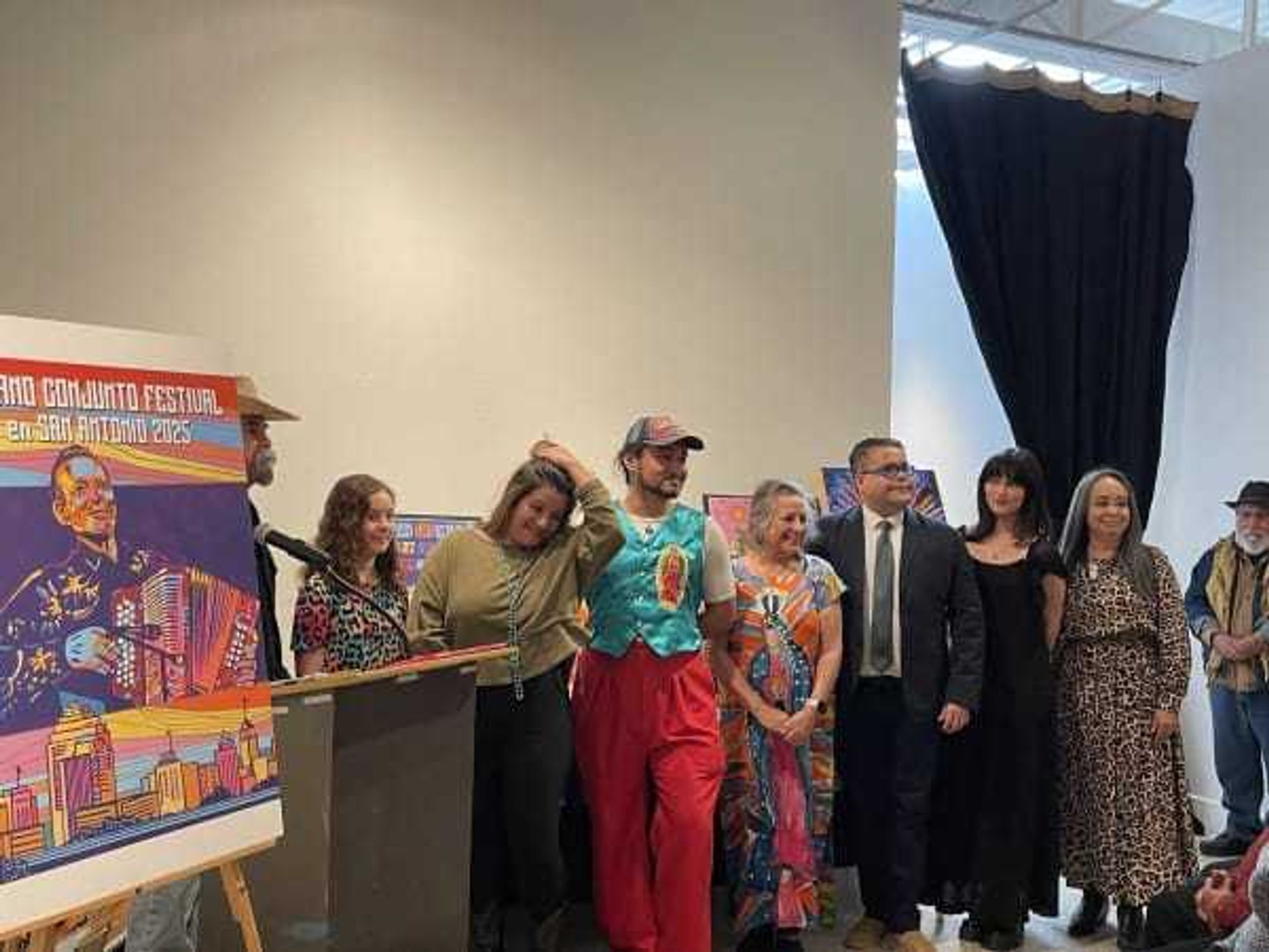 The winning poster and artists from the 43rd Annual Tejano Conjunto Festival en San Antonio 2025.