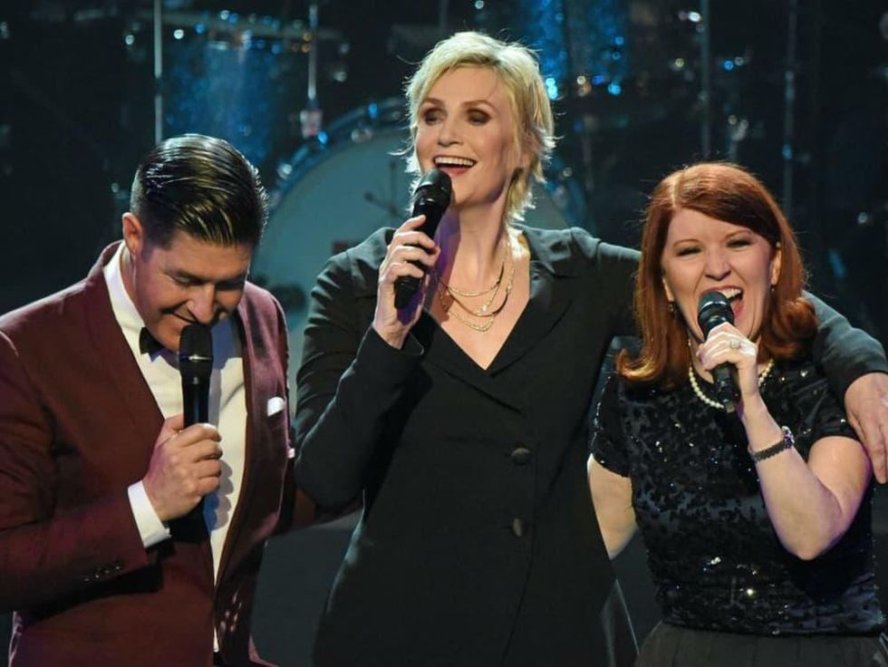 Tim Davis, Jane Lynch, Kate Flannery in See Jane Sing
