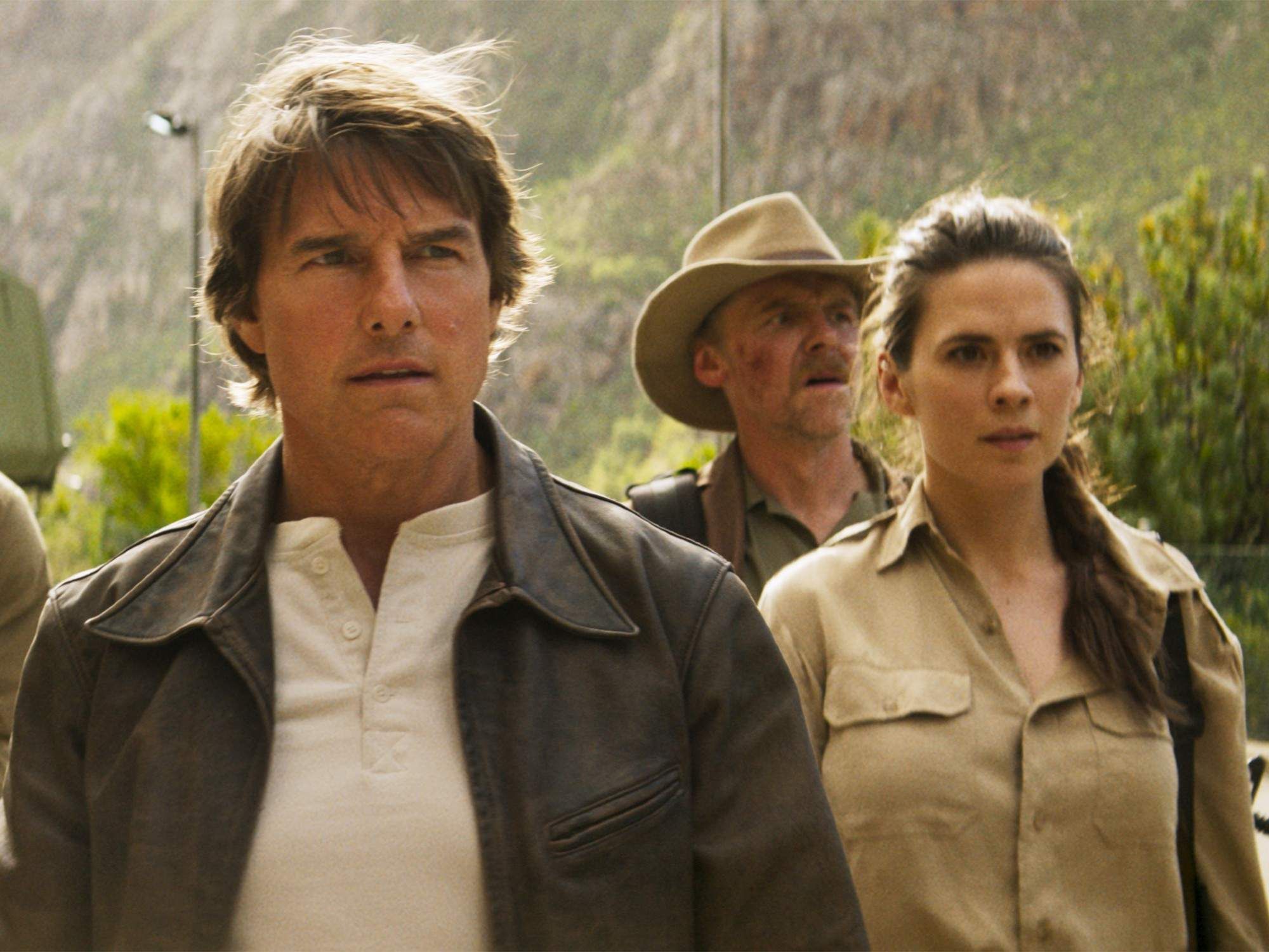 Tom Cruise, Simon Pegg, and Hayley Atwell in Mission: Impossible - The Final Reckoning