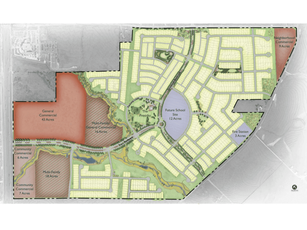 Trace mixed use development map San Marcos Highpointe Communities