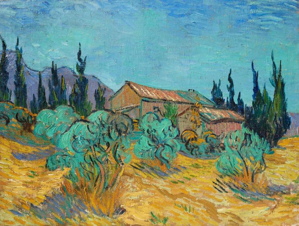 Van Gogh_Cabanes de bois parmi les oliviers et cypr\u00e8s