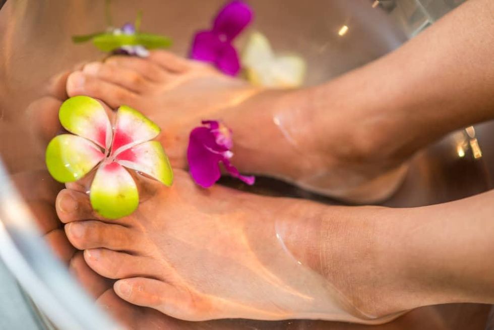 Woman receiving a passion fruit agave pedicure