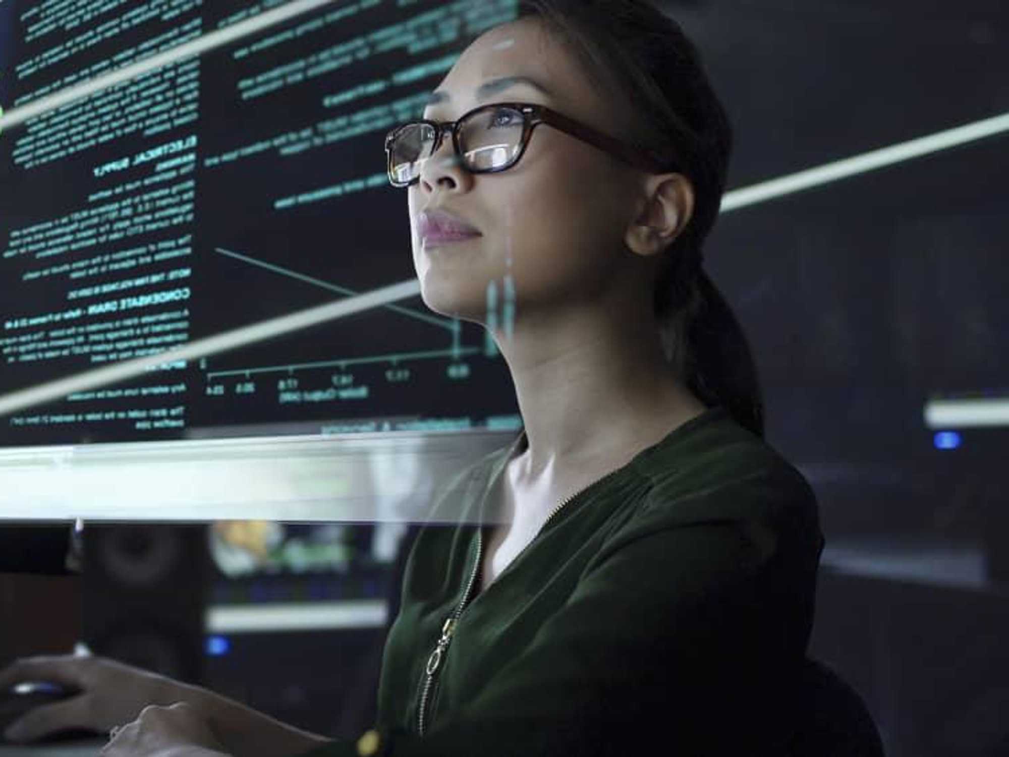 Woman working at a computer